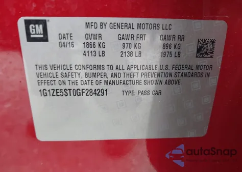 2016 Chevrolet Malibu 1Lt from USA, damaged, VIN 1G1ZE5ST0GF284291